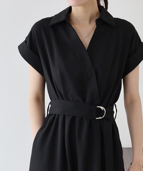 BLUEEAST（ブルーイースト）の「《お気に入り1.6万人突破！》カシュクールシャツワンピース（ワンピース・レディース・ネイビー/モカ/サックスブルー/ブラック/ブラック系/ネイビー系/チャコールグレー・MEDIUM）」の14枚目の写真