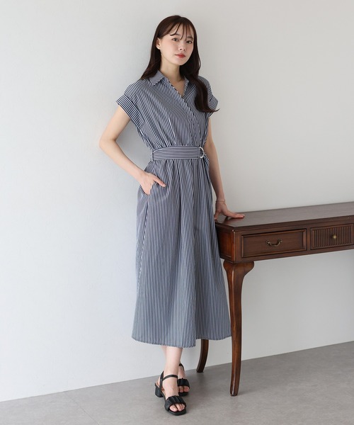 BLUEEAST（ブルーイースト）の「《お気に入り1.6万人突破！》カシュクールシャツワンピース（ワンピース・レディース・ネイビー/モカ/サックスブルー/ブラック/ブラック系/ネイビー系/チャコールグレー・MEDIUM）」の15枚目の写真