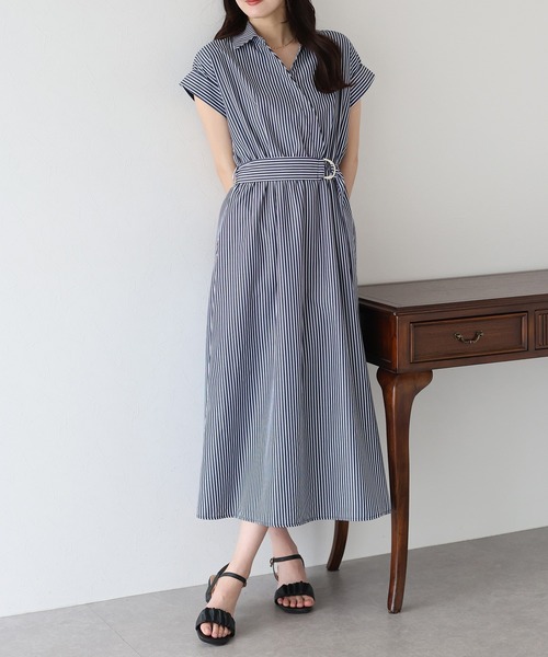 BLUEEAST（ブルーイースト）の「《お気に入り1.6万人突破！》カシュクールシャツワンピース（ワンピース・レディース・ネイビー/モカ/サックスブルー/ブラック/ブラック系/ネイビー系/チャコールグレー・MEDIUM）」の17枚目の写真