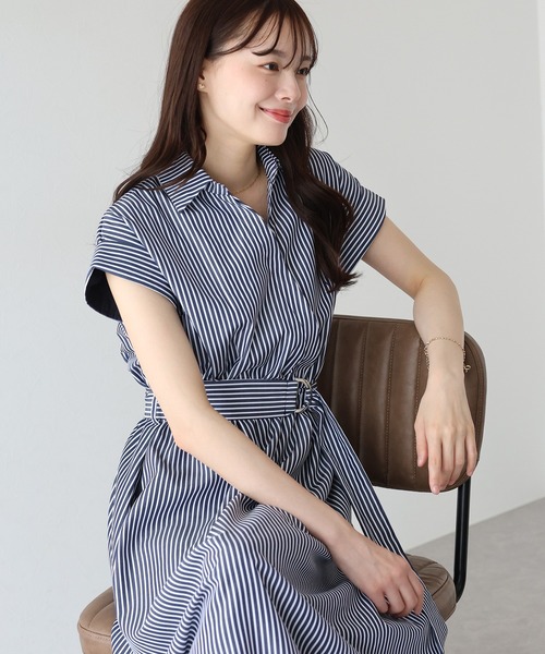 BLUEEAST（ブルーイースト）の「《お気に入り1.6万人突破！》カシュクールシャツワンピース（ワンピース・レディース・ネイビー/モカ/サックスブルー/ブラック/ブラック系/ネイビー系/チャコールグレー・MEDIUM）」の21枚目の写真