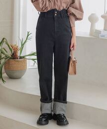 Petitle | [ 低身長向けサイズ ] ウエストスカラップロールアップデニムパンツ(デニムパンツ)