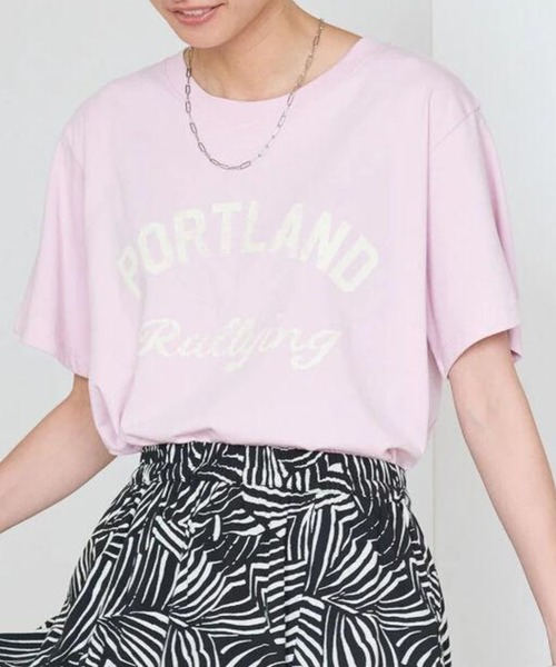AMERICAN HOLIC（アメリカンホリック）の「PORTLANDロゴカットプルオーバー（Tシャツ/カットソー・レディース・オフホワイト/ブルー/ライトピンク・M/L）」の3枚目の写真