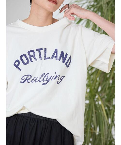 AMERICAN HOLIC（アメリカンホリック）の「PORTLANDロゴカットプルオーバー（Tシャツ/カットソー・レディース・オフホワイト/ブルー/ライトピンク・M/L）」の2枚目の写真