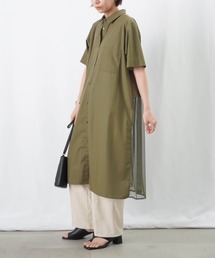LC/LLL リネンバンドカラーシャツワンピース（ワンピース