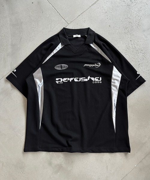 襟付き立体シルバープリントゲームシャツ（Tシャツ/カットソー）｜Perushu（ペルーシュ）