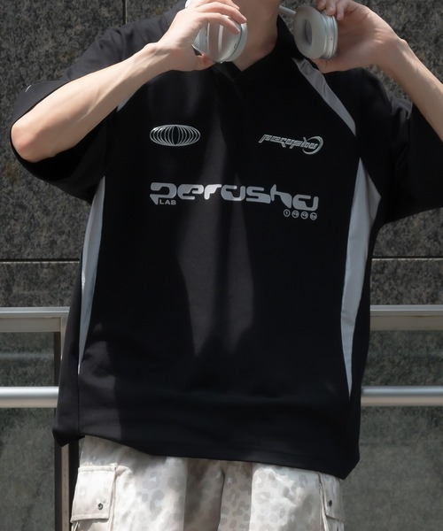 襟付き立体シルバープリントゲームシャツ（Tシャツ/カットソー）｜Perushu（ペルーシュ）