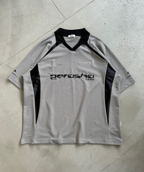 襟付き立体シルバープリントゲームシャツ（Tシャツ/カットソー）｜Perushu（ペルーシュ）