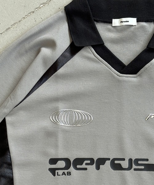 襟付き立体シルバープリントゲームシャツ（Tシャツ/カットソー）｜Perushu（ペルーシュ）