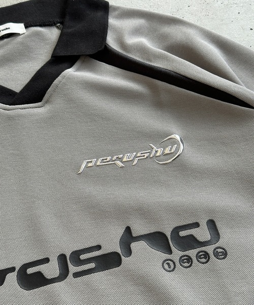 襟付き立体シルバープリントゲームシャツ（Tシャツ/カットソー）｜Perushu（ペルーシュ）