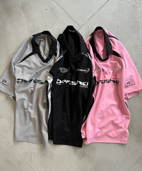 襟付き立体シルバープリントゲームシャツ（Tシャツ/カットソー）｜Perushu（ペルーシュ）