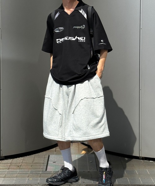 襟付き立体シルバープリントゲームシャツ（Tシャツ/カットソー）｜Perushu（ペルーシュ）