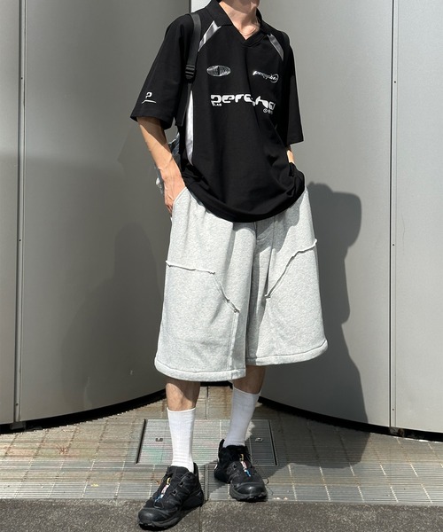 襟付き立体シルバープリントゲームシャツ（Tシャツ/カットソー）｜Perushu（ペルーシュ）