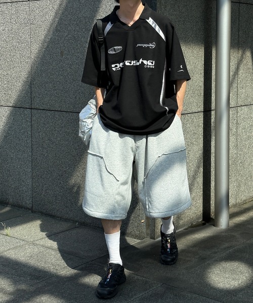 襟付き立体シルバープリントゲームシャツ（Tシャツ/カットソー）｜Perushu（ペルーシュ）