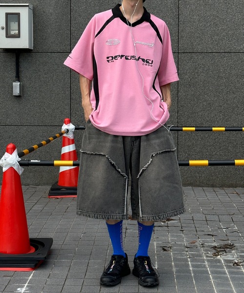 襟付き立体シルバープリントゲームシャツ（Tシャツ/カットソー）｜Perushu（ペルーシュ）