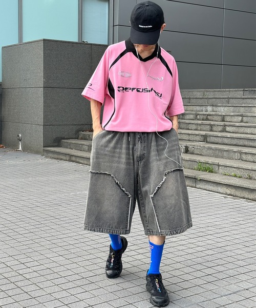 襟付き立体シルバープリントゲームシャツ（Tシャツ/カットソー）｜Perushu（ペルーシュ）