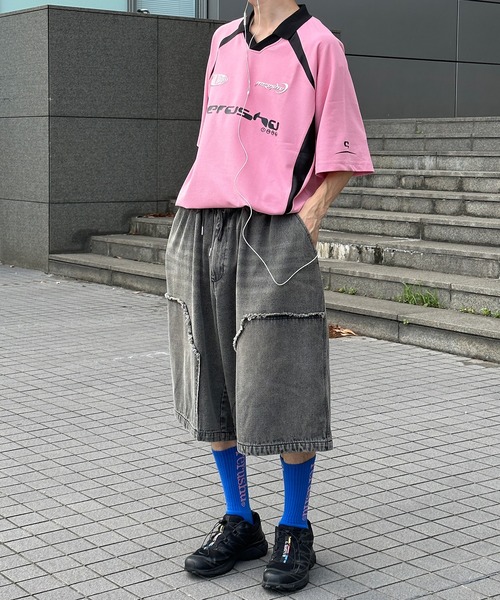 襟付き立体シルバープリントゲームシャツ（Tシャツ/カットソー）｜Perushu（ペルーシュ）