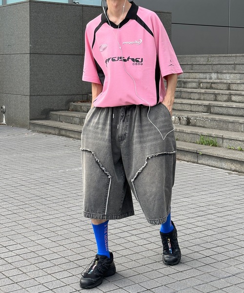 襟付き立体シルバープリントゲームシャツ（Tシャツ/カットソー）｜Perushu（ペルーシュ）