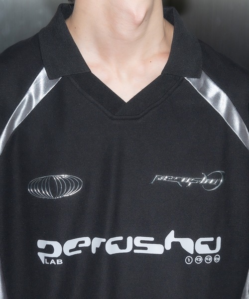 襟付き立体シルバープリントゲームシャツ（Tシャツ/カットソー）｜Perushu（ペルーシュ）