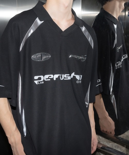 襟付き立体シルバープリントゲームシャツ（Tシャツ/カットソー）｜Perushu（ペルーシュ）