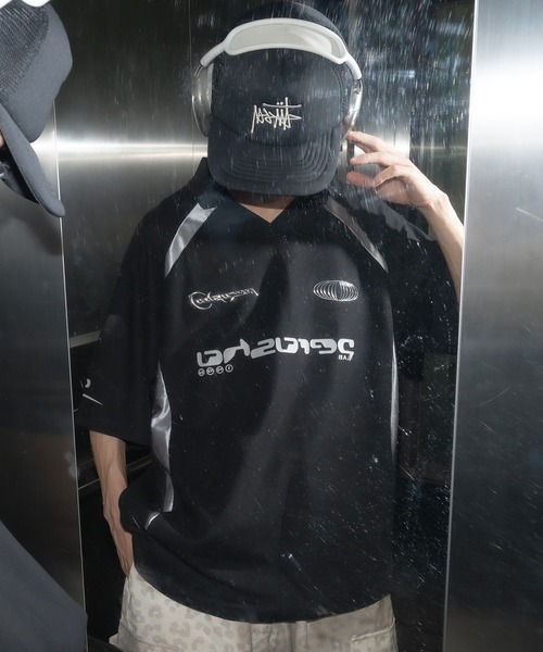 襟付き立体シルバープリントゲームシャツ（Tシャツ/カットソー）｜Perushu（ペルーシュ）