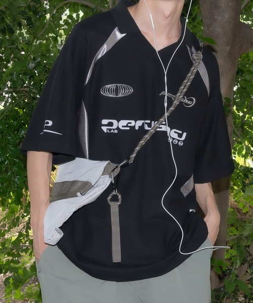 襟付き立体シルバープリントゲームシャツ（Tシャツ/カットソー）｜Perushu（ペルーシュ）