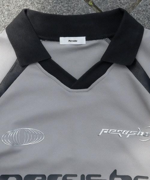 襟付き立体シルバープリントゲームシャツ（Tシャツ/カットソー）｜Perushu（ペルーシュ）