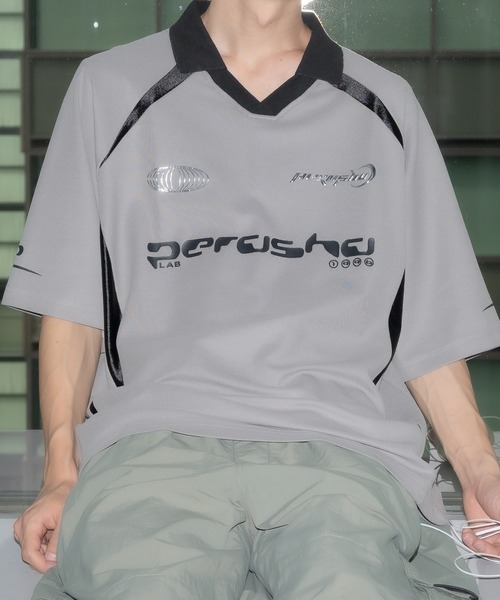 襟付き立体シルバープリントゲームシャツ（Tシャツ/カットソー）｜Perushu（ペルーシュ）