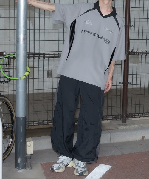 襟付き立体シルバープリントゲームシャツ（Tシャツ/カットソー）｜Perushu（ペルーシュ）