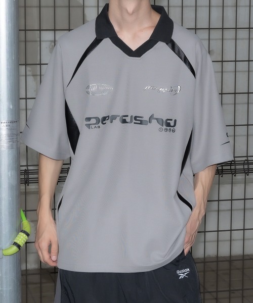 襟付き立体シルバープリントゲームシャツ（Tシャツ/カットソー）｜Perushu（ペルーシュ）