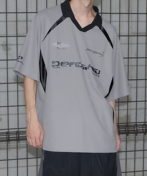 襟付き立体シルバープリントゲームシャツ（Tシャツ/カットソー）｜Perushu（ペルーシュ）