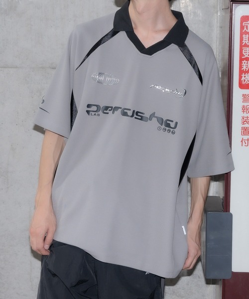 襟付き立体シルバープリントゲームシャツ（Tシャツ/カットソー）｜Perushu（ペルーシュ）