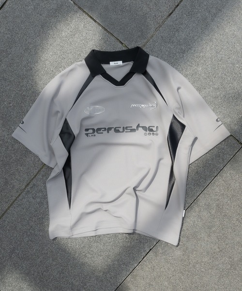 襟付き立体シルバープリントゲームシャツ（Tシャツ/カットソー）｜Perushu（ペルーシュ）