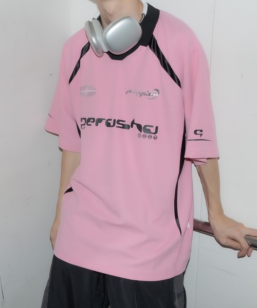 襟付き立体シルバープリントゲームシャツ（Tシャツ/カットソー）｜Perushu（ペルーシュ）