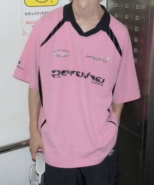 襟付き立体シルバープリントゲームシャツ（Tシャツ/カットソー）｜Perushu（ペルーシュ）