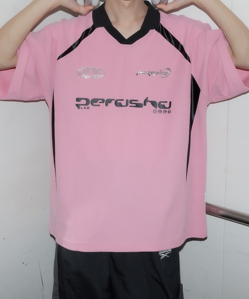 襟付き立体シルバープリントゲームシャツ（Tシャツ/カットソー）｜Perushu（ペルーシュ）