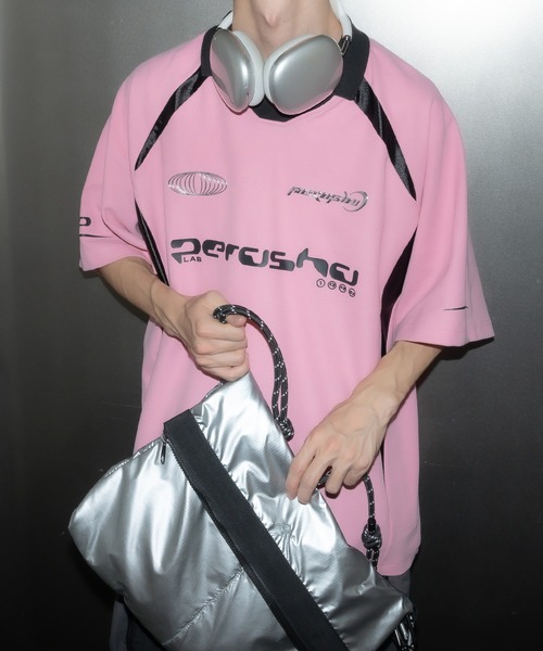 襟付き立体シルバープリントゲームシャツ（Tシャツ/カットソー）｜Perushu（ペルーシュ）
