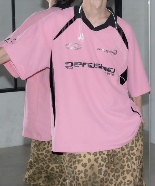 襟付き立体シルバープリントゲームシャツ（Tシャツ/カットソー）｜Perushu（ペルーシュ）