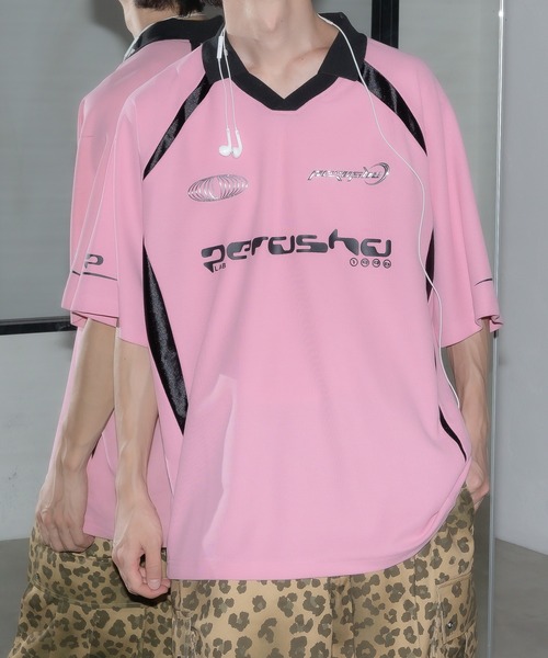 襟付き立体シルバープリントゲームシャツ（Tシャツ/カットソー）｜Perushu（ペルーシュ）