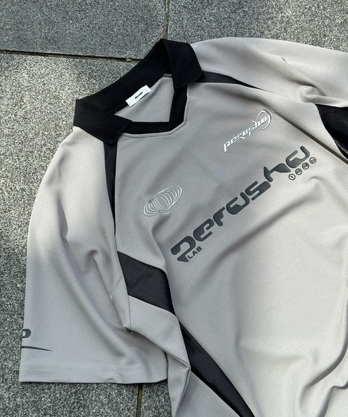 襟付き立体シルバープリントゲームシャツ（Tシャツ/カットソー）｜Perushu（ペルーシュ）