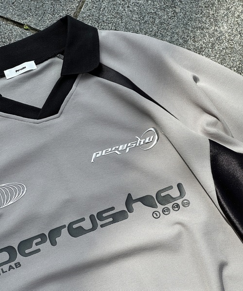 襟付き立体シルバープリントゲームシャツ（Tシャツ/カットソー）｜Perushu（ペルーシュ）