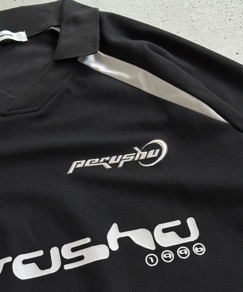 襟付き立体シルバープリントゲームシャツ（Tシャツ/カットソー）｜Perushu（ペルーシュ）