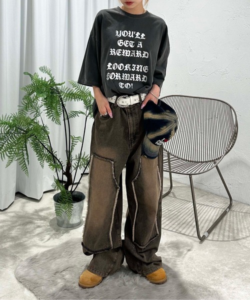 sedacle（セダクル）の「オーバーダイダブルニーフリンジデニム（デニムパンツ・メンズ・ダークインディゴブルー/インディゴブルー/ブラウン/ブラック・MEDIUM/SMALL/LARGE）」の22枚目の写真