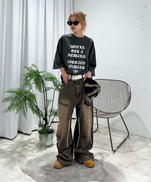 sedacle（セダクル）の「オーバーダイダブルニーフリンジデニム（デニムパンツ・メンズ・ダークインディゴブルー/インディゴブルー/ブラウン/ブラック・MEDIUM/SMALL/LARGE）」の21枚目の写真
