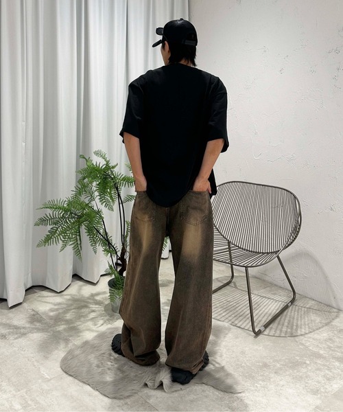 sedacle（セダクル）の「オーバーダイダブルニーフリンジデニム（デニムパンツ・メンズ・ダークインディゴブルー/インディゴブルー/ブラウン/ブラック・MEDIUM/SMALL/LARGE）」の17枚目の写真