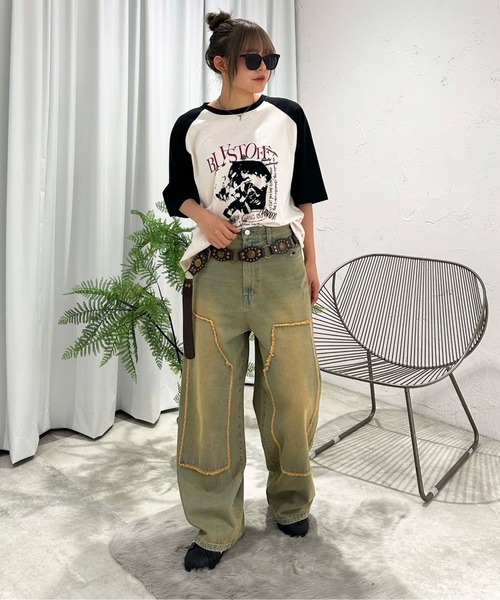 sedacle（セダクル）の「オーバーダイダブルニーフリンジデニム（デニムパンツ・メンズ・ダークインディゴブルー/インディゴブルー/ブラウン/ブラック・MEDIUM/SMALL/LARGE）」の11枚目の写真