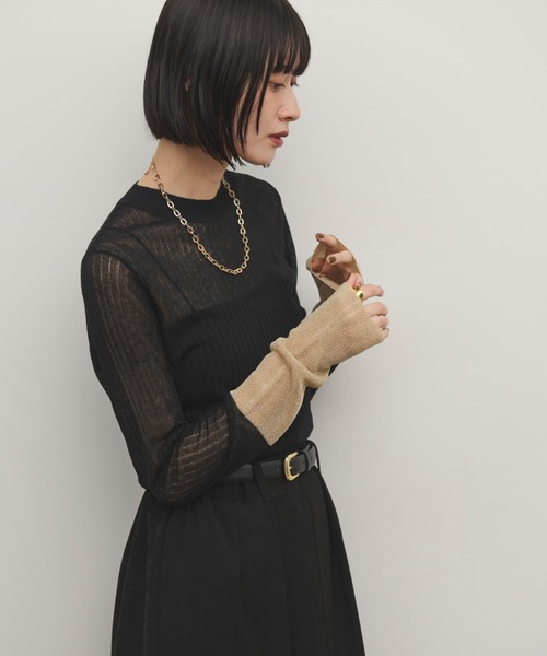 Shelly island（シェリーアイランド）の「袖ラメ配色シアーニット（ニット/セーター・レディース・ブラック/ブラウン/グレー/その他・FREE）」の4枚目の写真