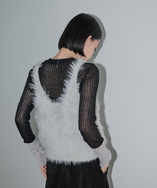 Shelly island（シェリーアイランド）の「袖ラメ配色シアーニット（ニット/セーター・レディース・ブラック/ブラウン/グレー/その他・FREE）」の13枚目の写真