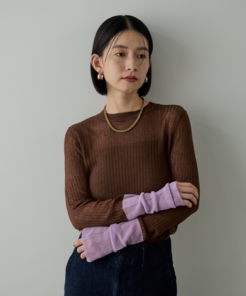 Shelly island（シェリーアイランド）の「袖ラメ配色シアーニット（ニット/セーター・レディース・ブラック/ブラウン/グレー/その他・FREE）」の22枚目の写真