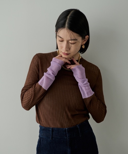 Shelly island（シェリーアイランド）の「袖ラメ配色シアーニット（ニット/セーター・レディース・ブラック/ブラウン/グレー/その他・FREE）」の20枚目の写真