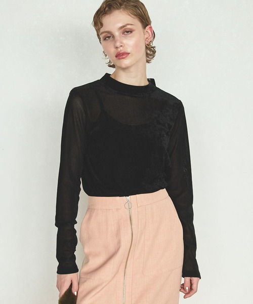 Andemiu（アンデミュウ）の「メッシュカットソー141797（Tシャツ/カットソー・レディース・ブラック/オフホワイト/ベージュ・FREE）」の3枚目の写真